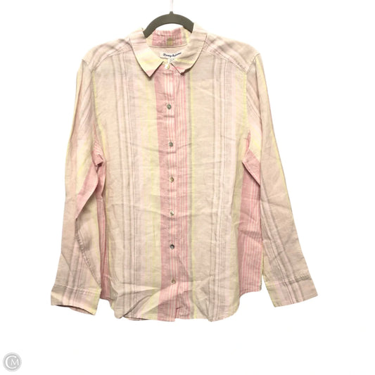 Top Long Sleeve By Tommy Bahama In Cream & Pink, Size: M