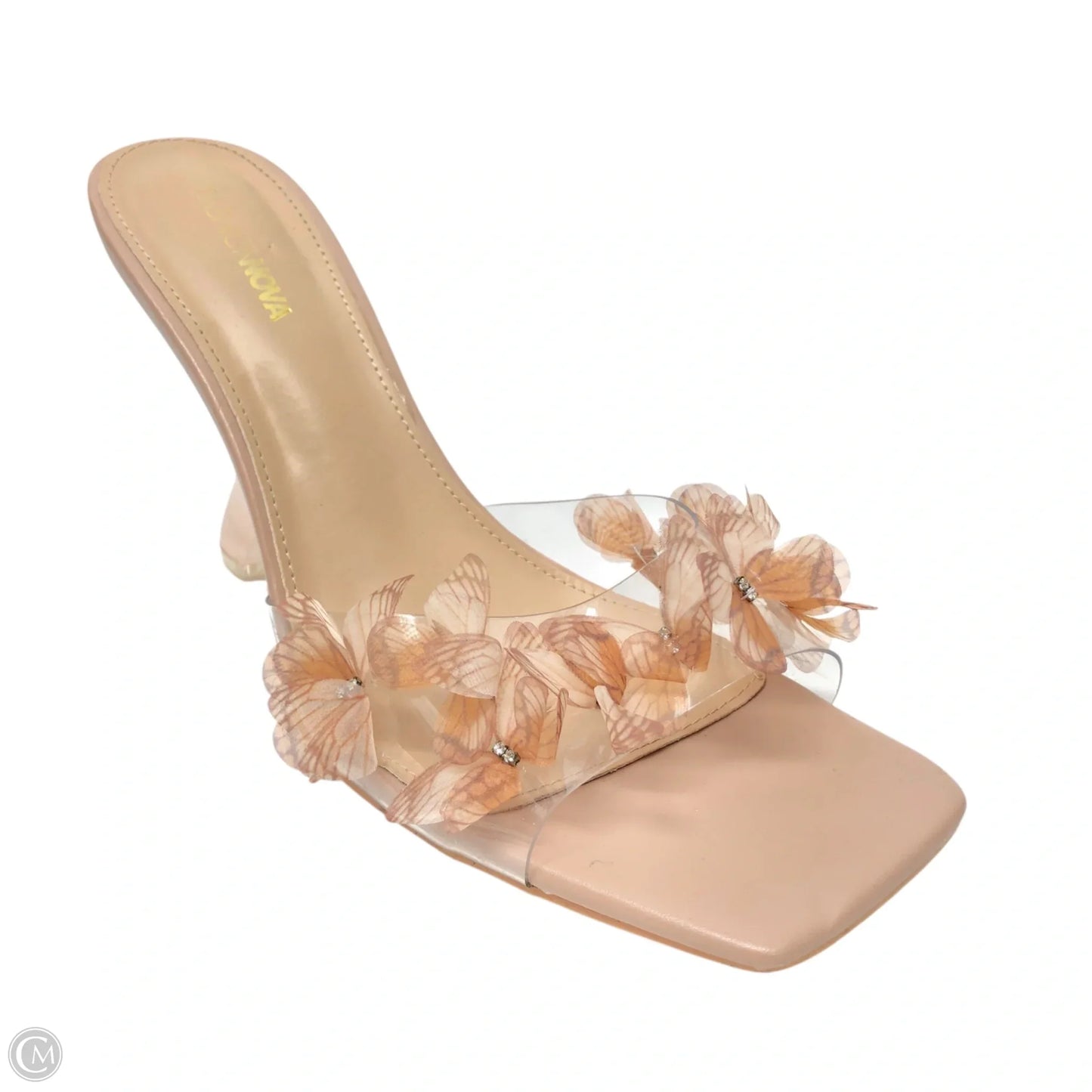 Sandals Heels Block By Fashion Nova In Tan, Size: 11