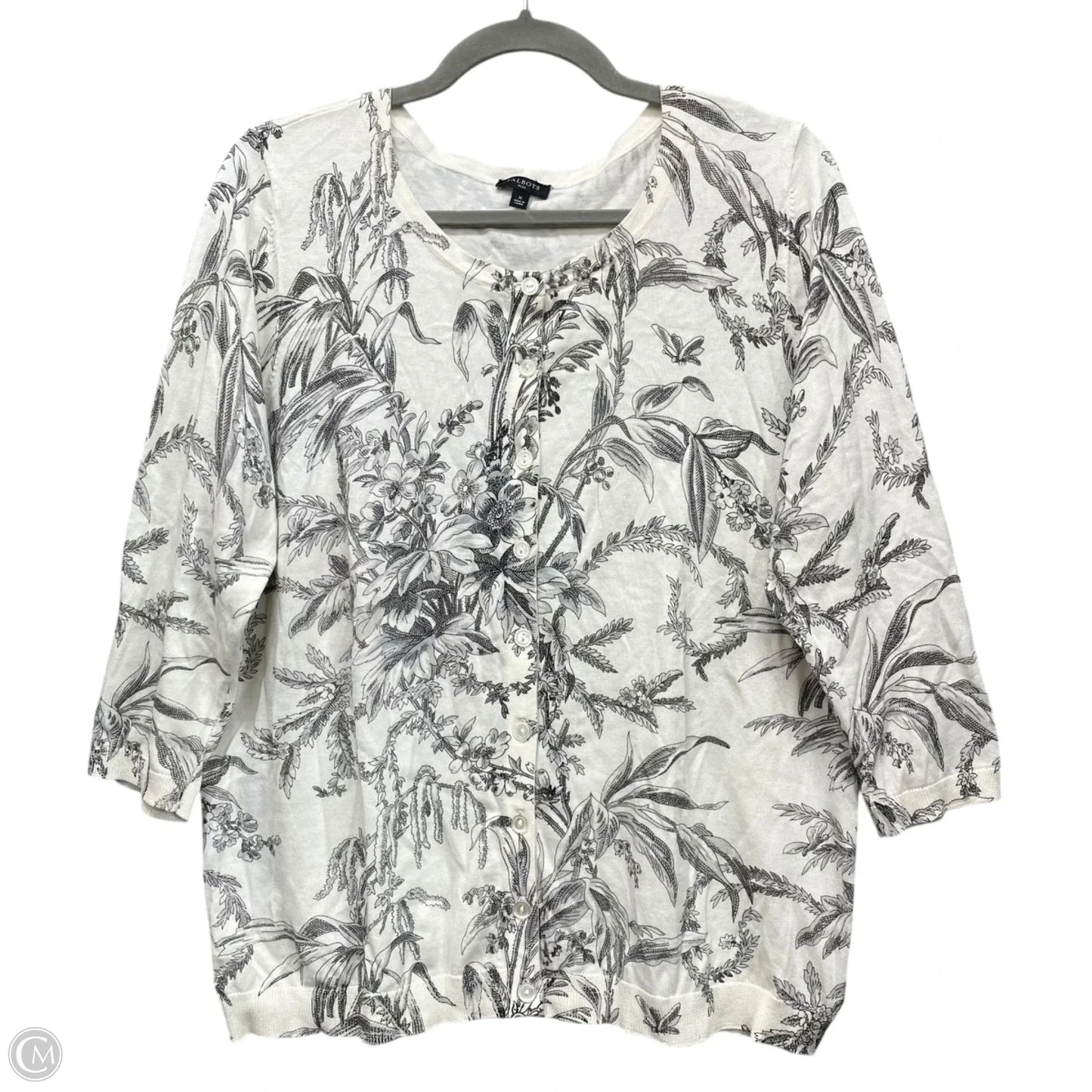 Cardigan By Talbots In Black & Cream, Size: 1x