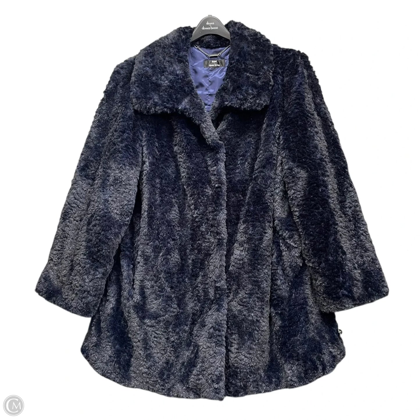 Coat Faux Fur & Sherpa By Dennis Basso Qvc In Navy, Size: 2x