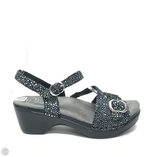 Sandals Heels Block By Dansko In Black & Silver, Size: 7.5