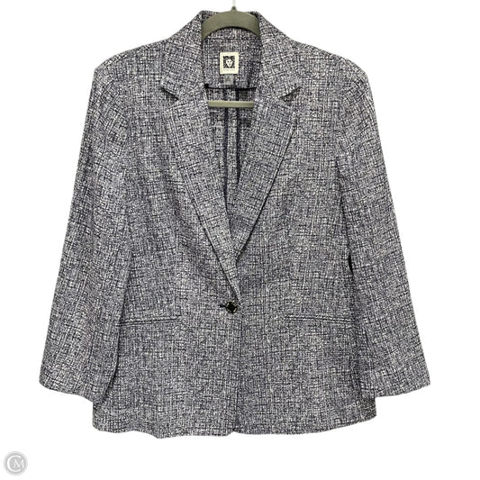 Blazer By Anne Klein In Blue & White, Size: M