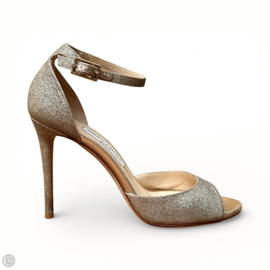 Shoes Luxury Designer By Jimmy Choo In Gold, Size: 8.5