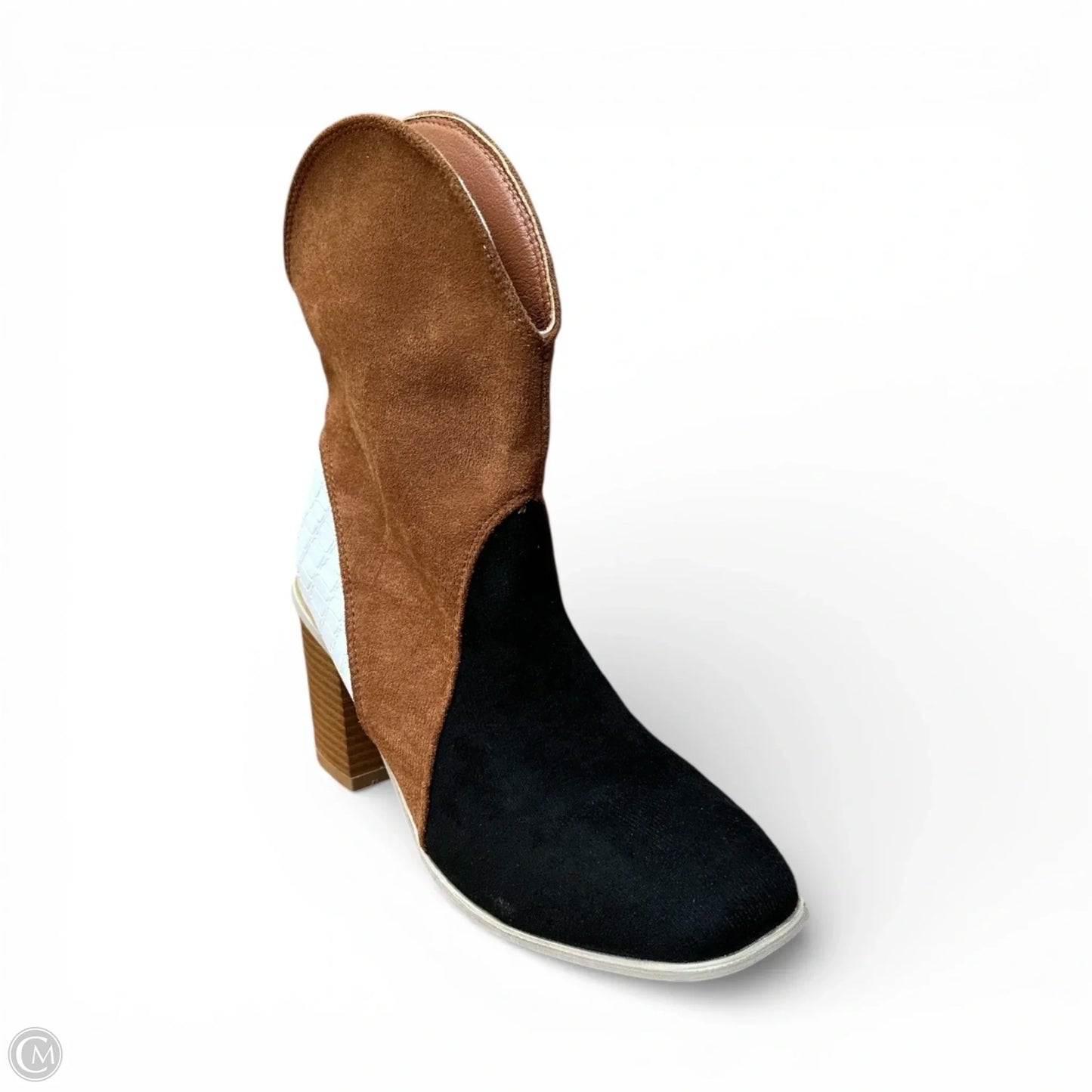 Boots Ankle Heels By Clothes Mentor In Black & Brown, Size: 6