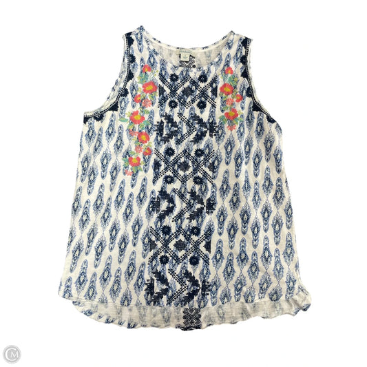 Top Sleeveless By Sundance In Blue & White, Size: S