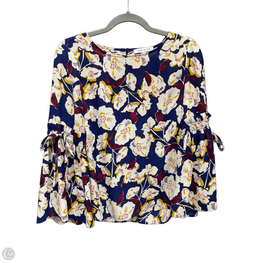 Top Long Sleeve By Rose And Olive In Blue & Cream, Size: Xs
