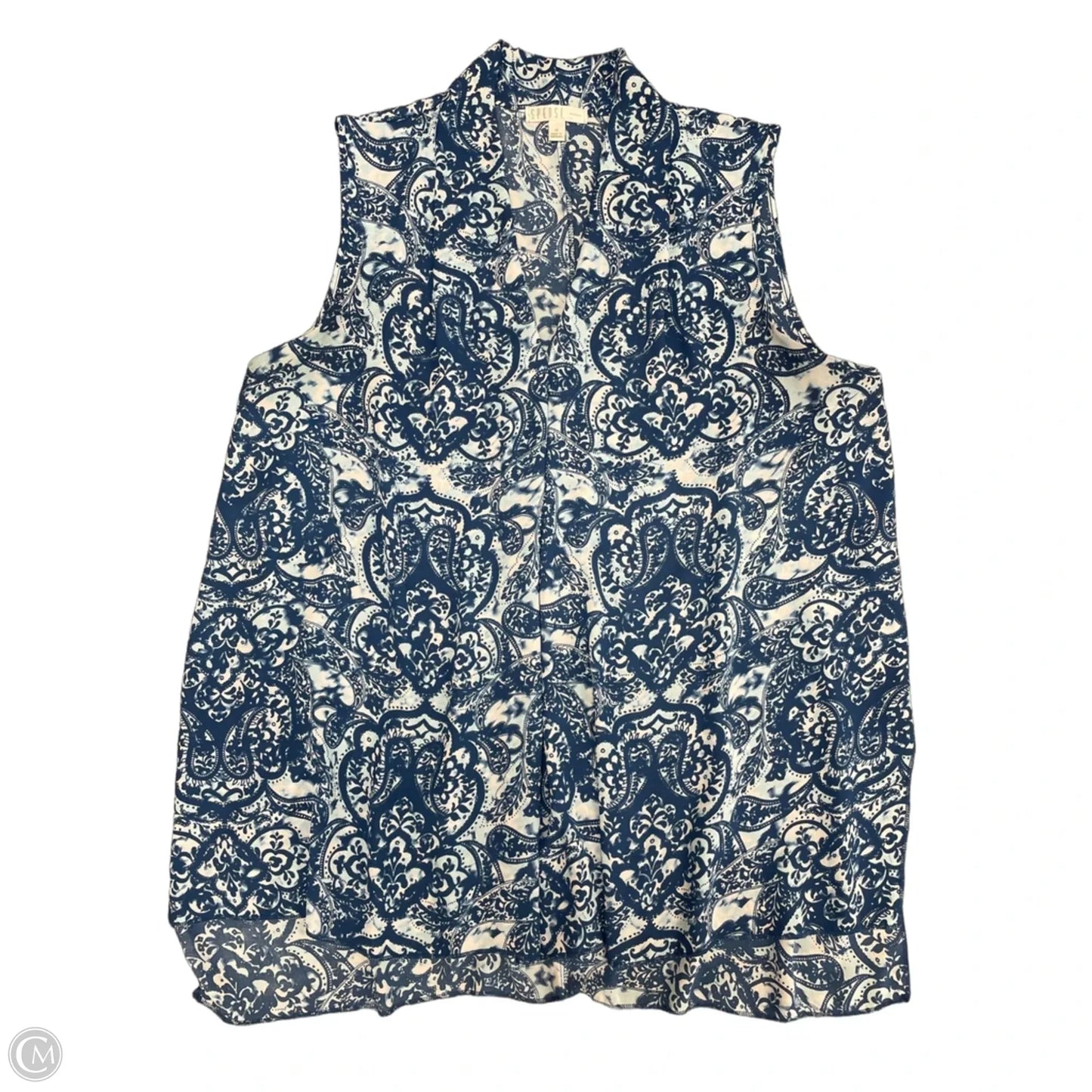 Top Sleeveless By Spense In Blue & White, Size: 1x