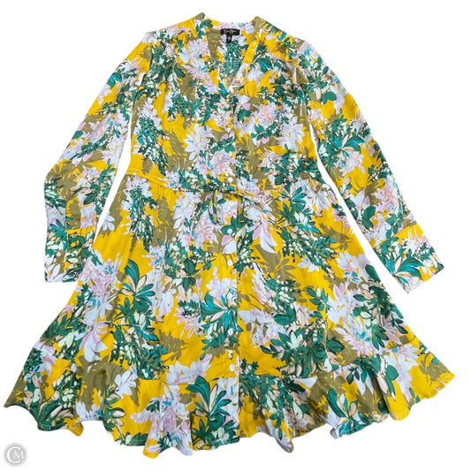 Dress Casual Short By Jessica Simpson In Green & Yellow, Size: S