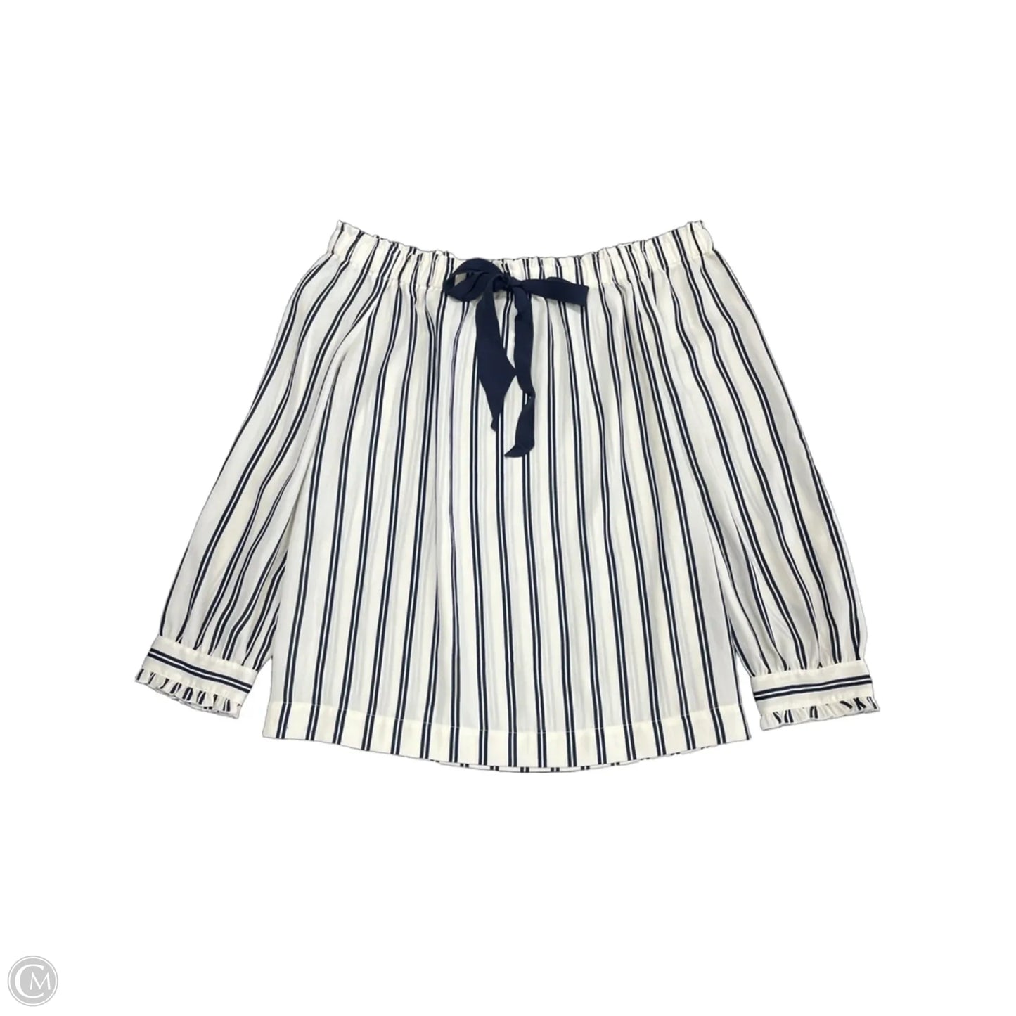 Top Long Sleeve By J. Crew In Blue & Cream, Size: Xs