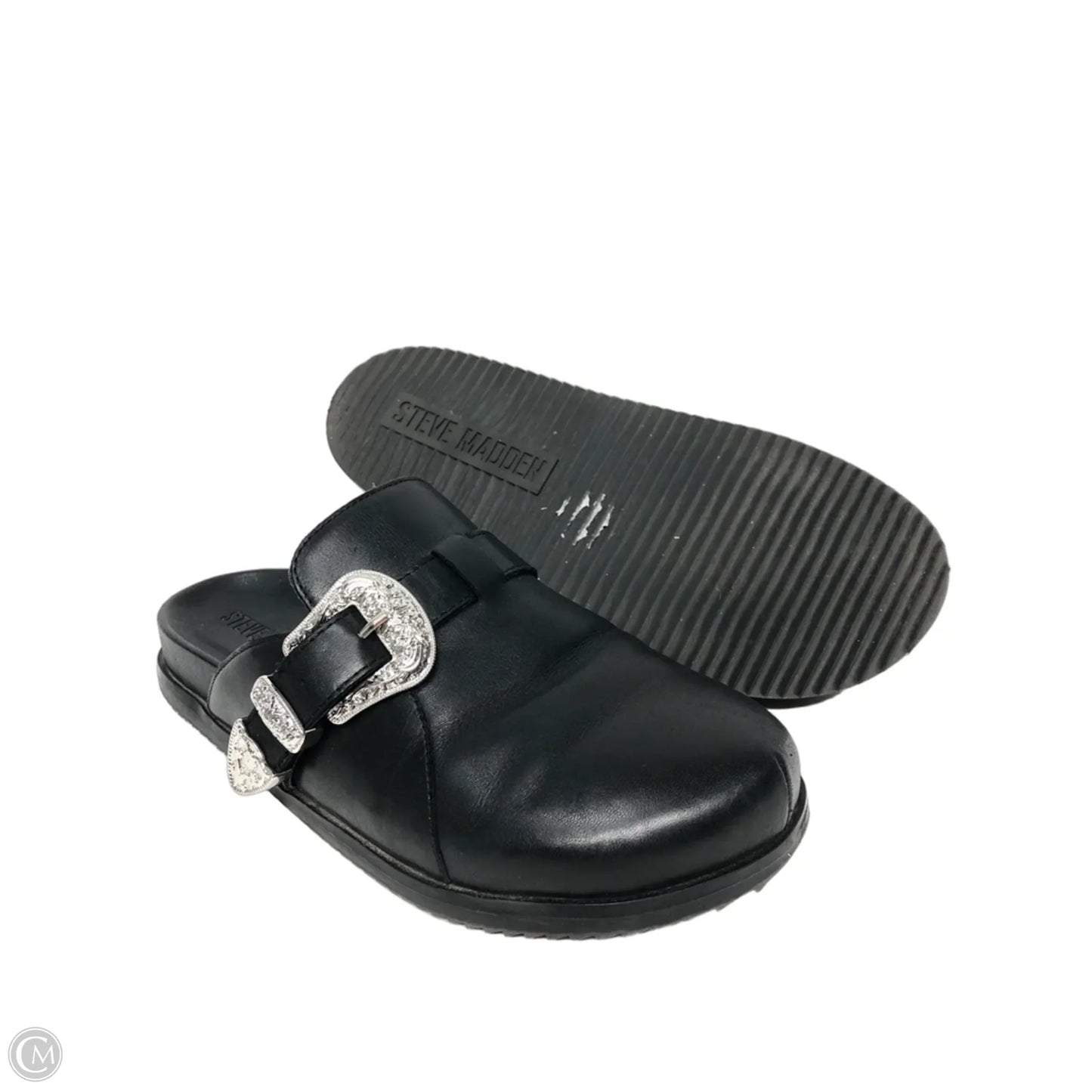 Shoes Flats By Steve Madden In Black & Silver, Size: 6.5