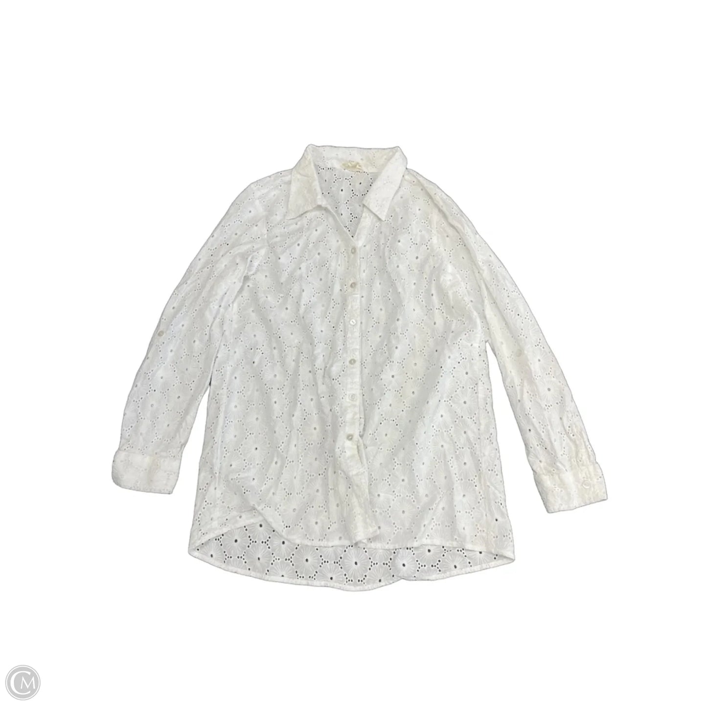 Top Long Sleeve By Nicole Miller In White, Size: M