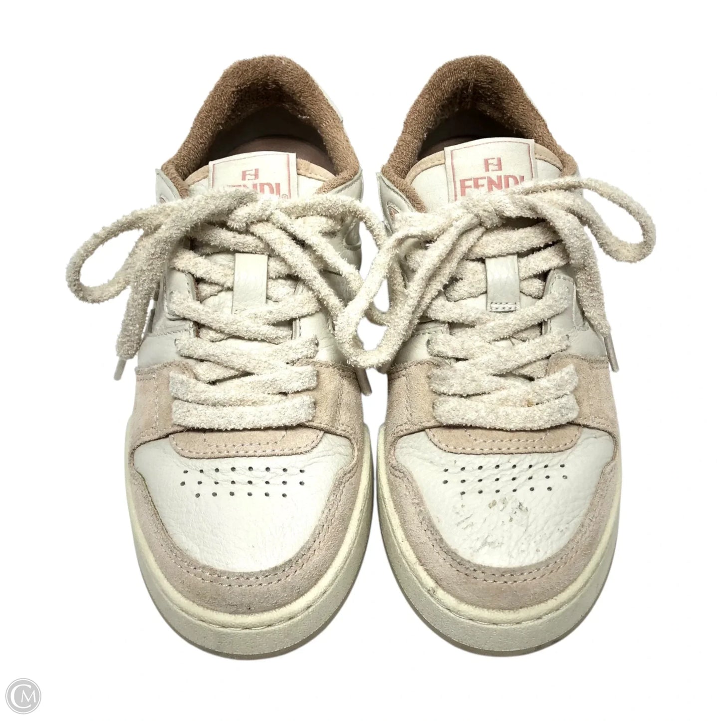 Shoes Luxury Designer By Fendi In Pink & White, Size: 5.5