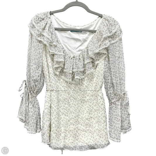 Top Long Sleeve Designer By Alice + Olivia In Blue & White, Size: Xs