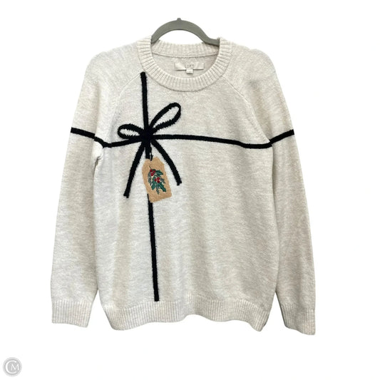 Sweater By Loft In Black & Cream, Size: S