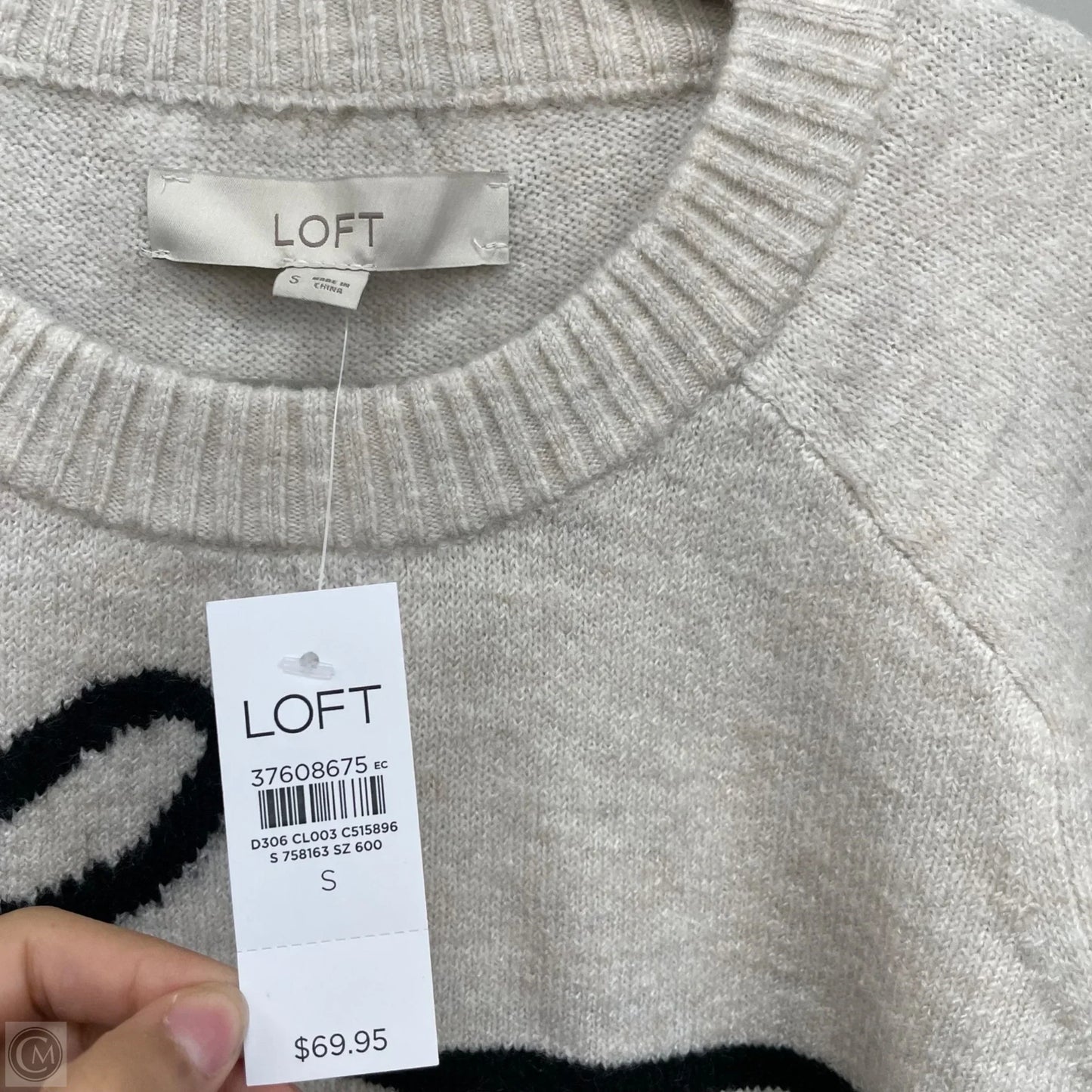 Sweater By Loft In Black & Cream, Size: S