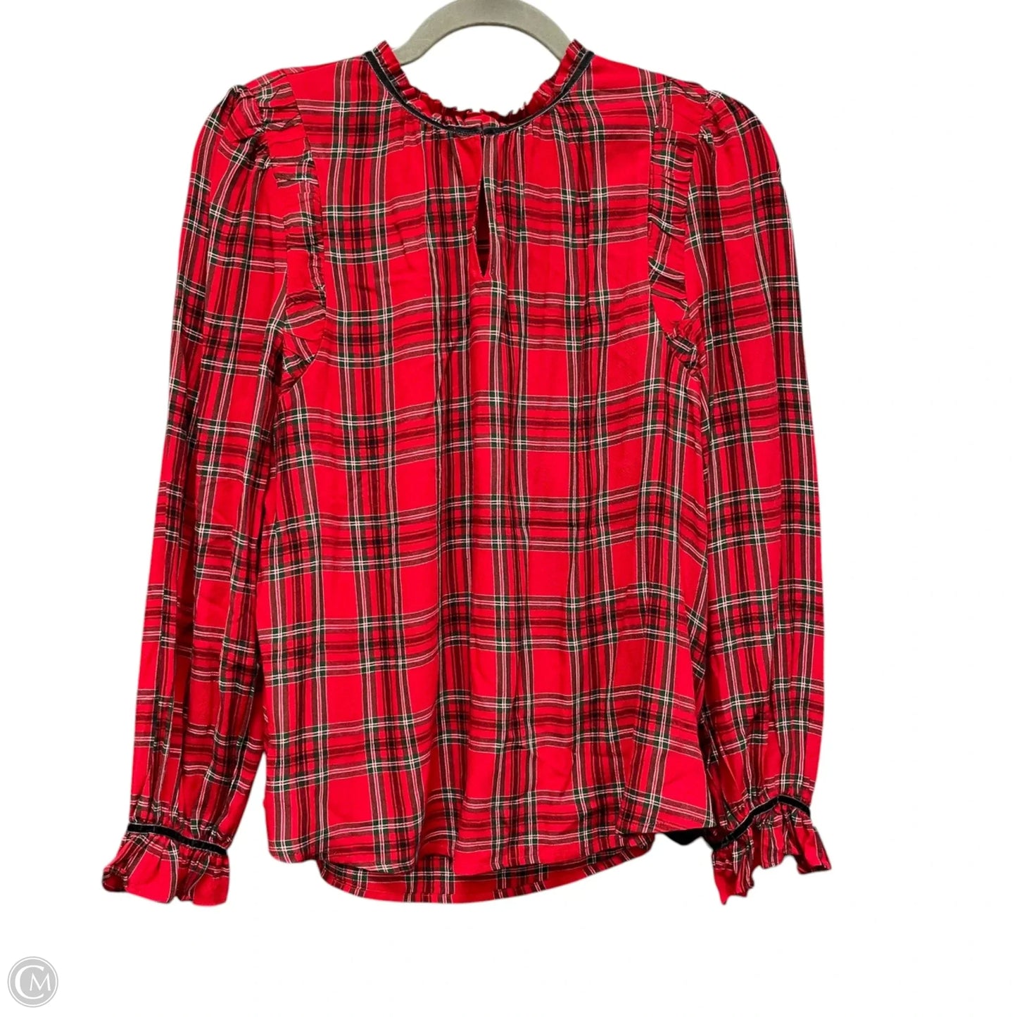 Top Long Sleeve By Loft In Green & Red, Size: M