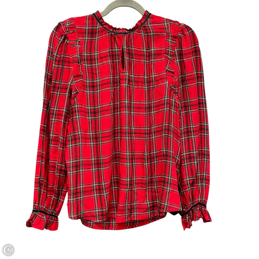 Top Long Sleeve By Loft In Green & Red, Size: M