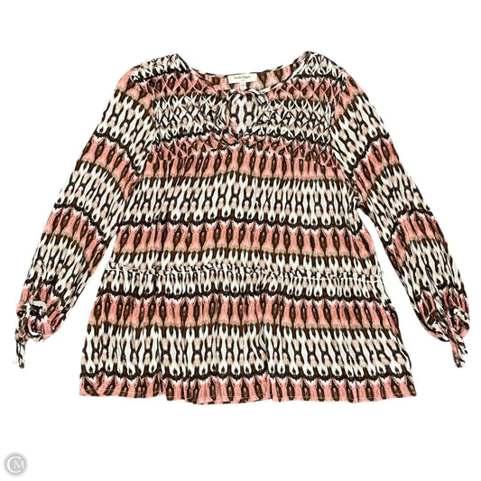 Top 2pc Long Sleeve By Haute Hippie In Brown & Pink, Size: L