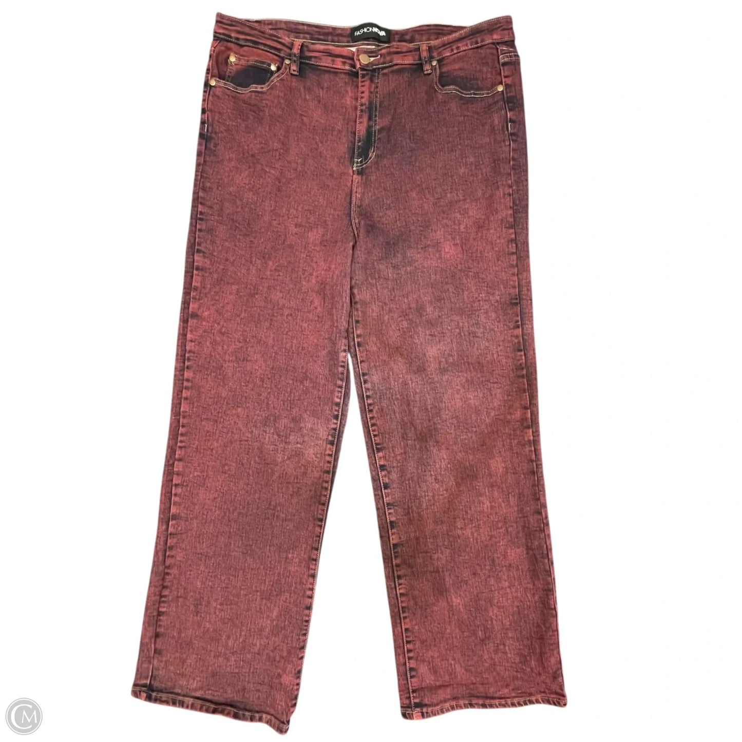 Jeans Wide Leg By Fashion Nova In Red, Size: 16