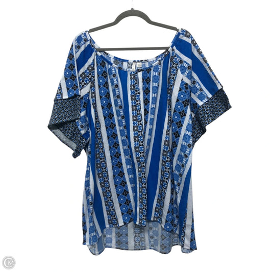 Top Short Sleeve By Cato In Blue & White, Size: 24