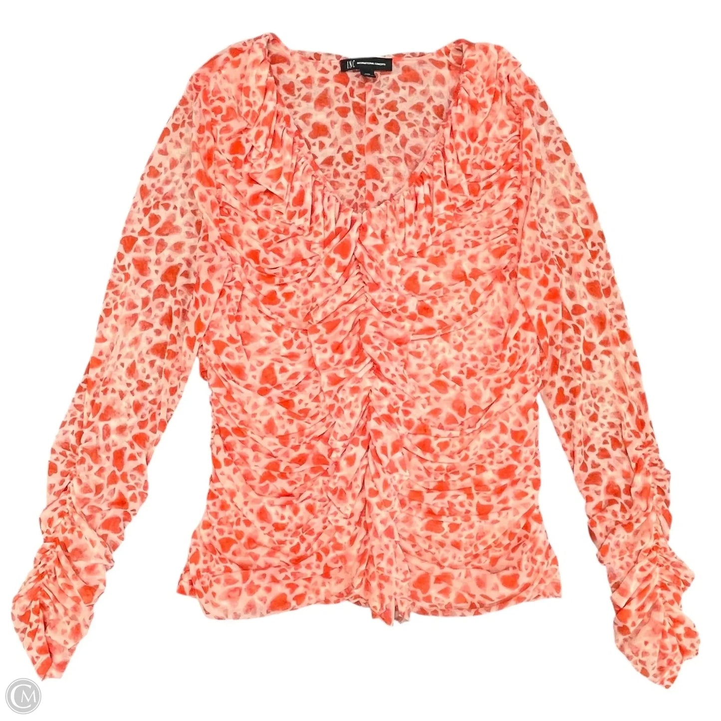 Blouse Long Sleeve By Inc In Orange & White, Size: 1x
