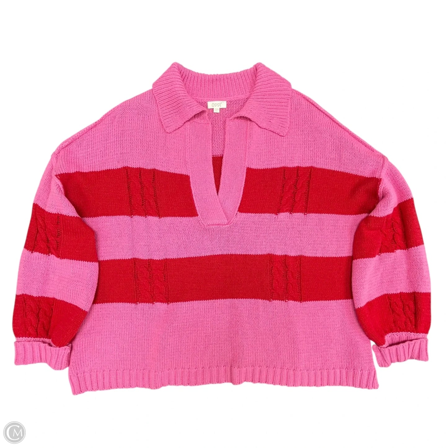 Sweater By Oddi In Pink & Red, Size: 2x