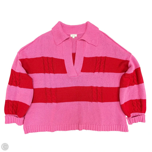 Sweater By Oddi In Pink & Red, Size: 2x