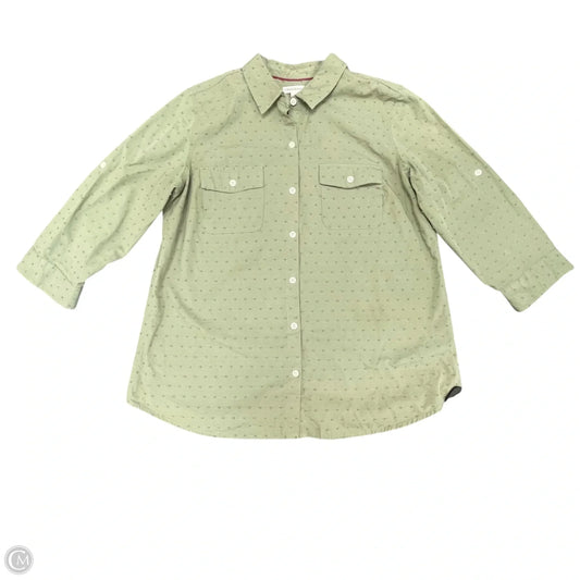 Top 3/4 Sleeve By Croft And Barrow In Green, Size: L