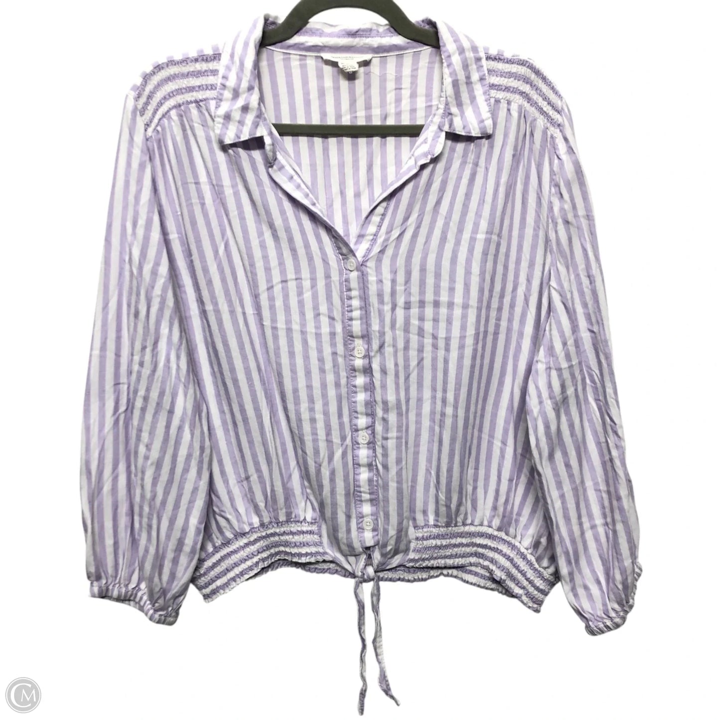 Top 3/4 Sleeve By Beachlunchlounge In Purple & White, Size: Xl