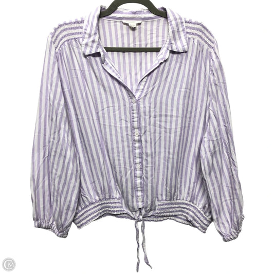 Top 3/4 Sleeve By Beachlunchlounge In Purple & White, Size: Xl