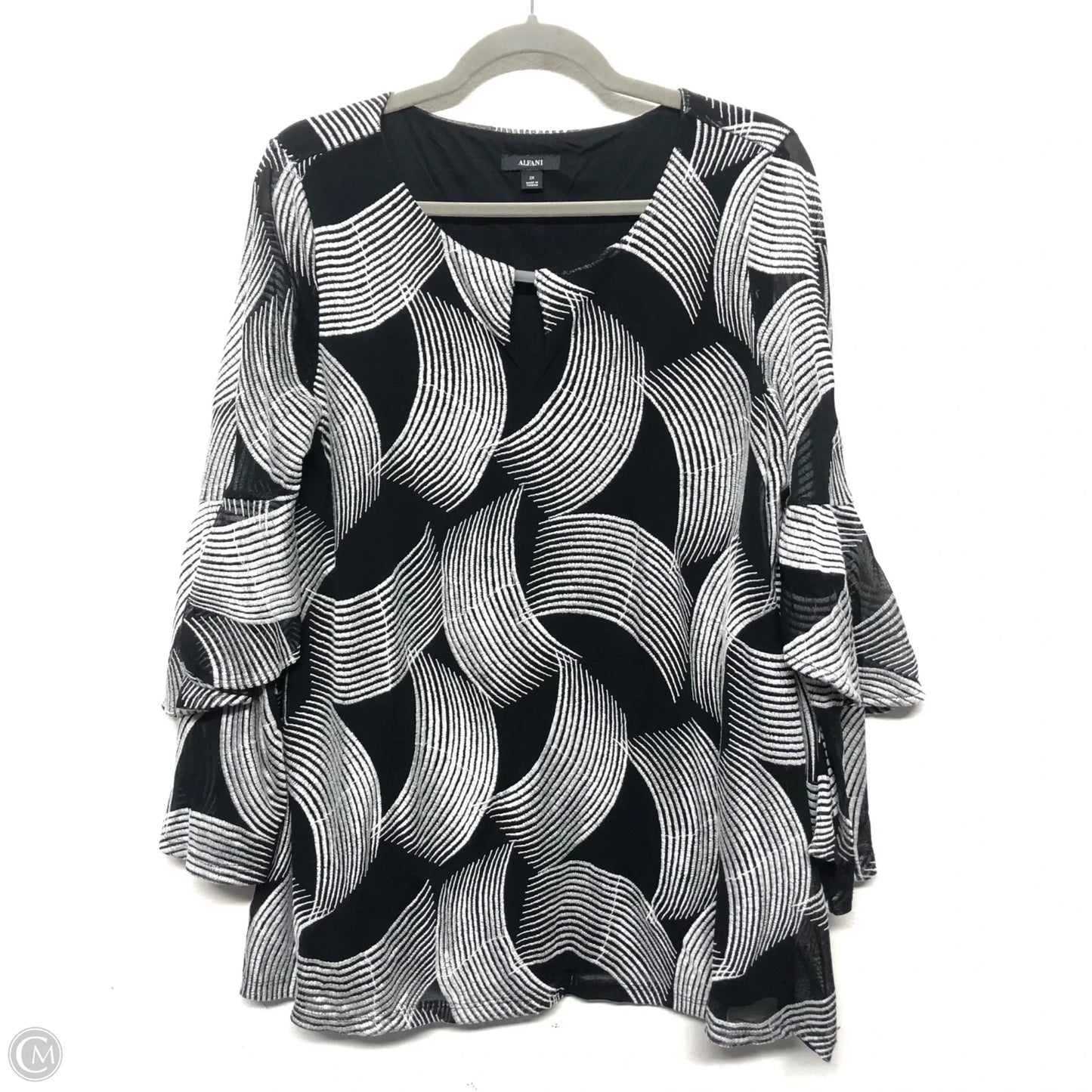 Blouse Long Sleeve By Alfani In Black & White, Size: 2x