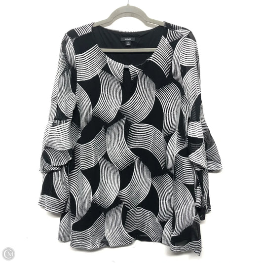 Blouse Long Sleeve By Alfani In Black & White, Size: 2x
