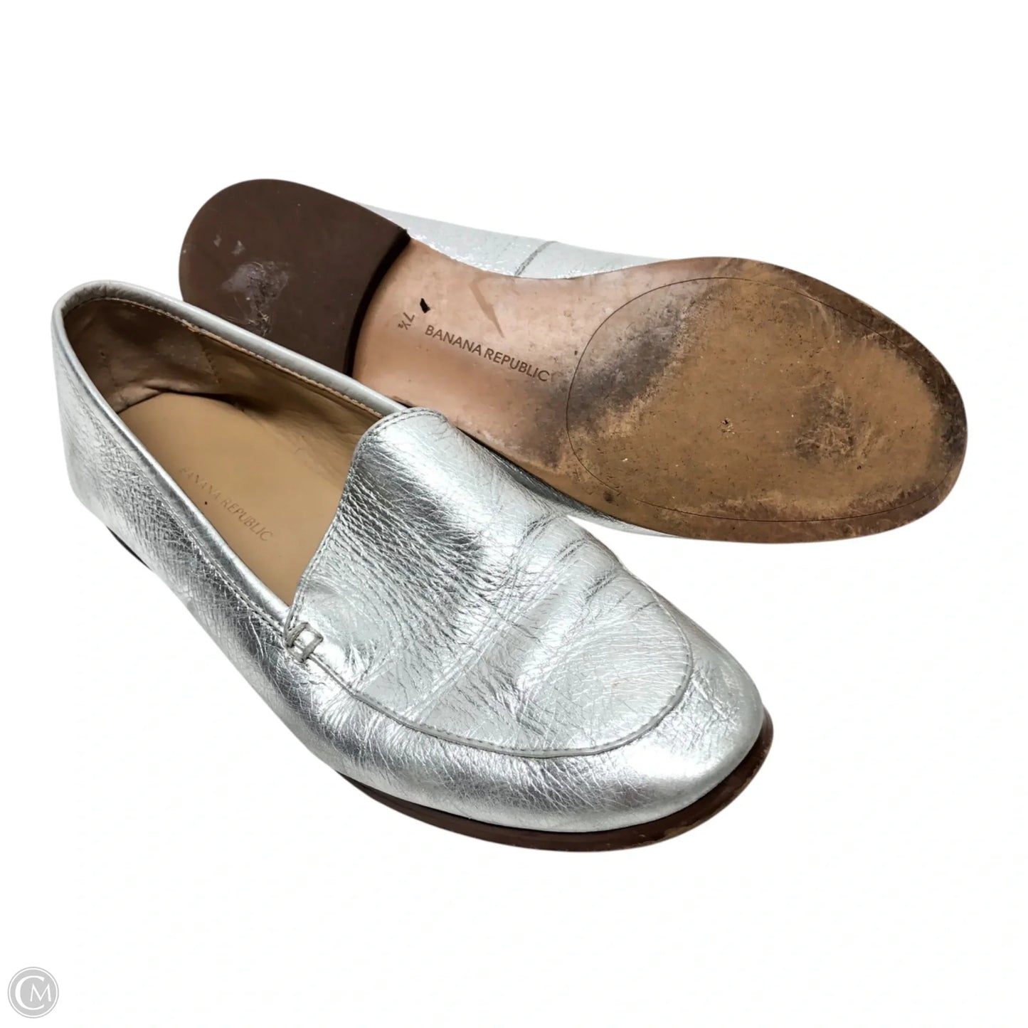 Shoes Flats By Banana Republic In Silver, Size: 7.5