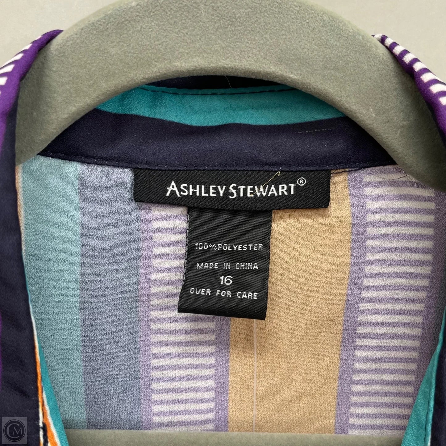 Blouse Long Sleeve By Ashley Stewart In Orange & Purple, Size: 16