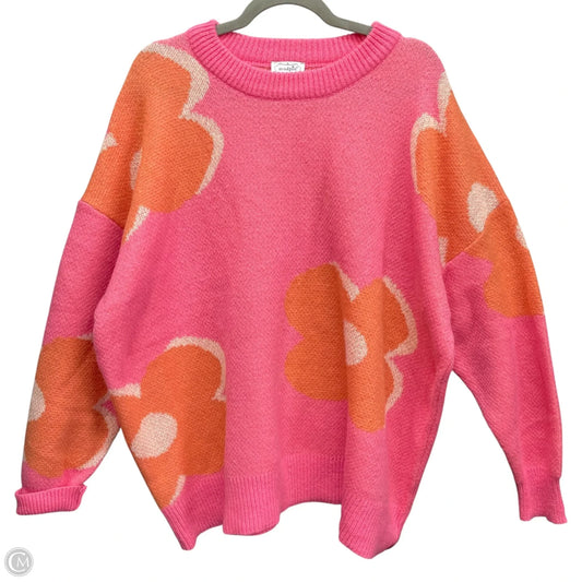 Sweater By Mudpie In Orange & Pink, Size: Osfm