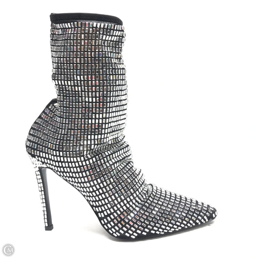 Boots Ankle Heels By Azalea Wang In Black & Silver, Size: 9