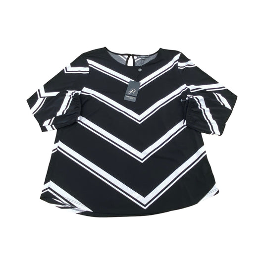 Top Ls By Adrianna Papell In Black & White, Size:L