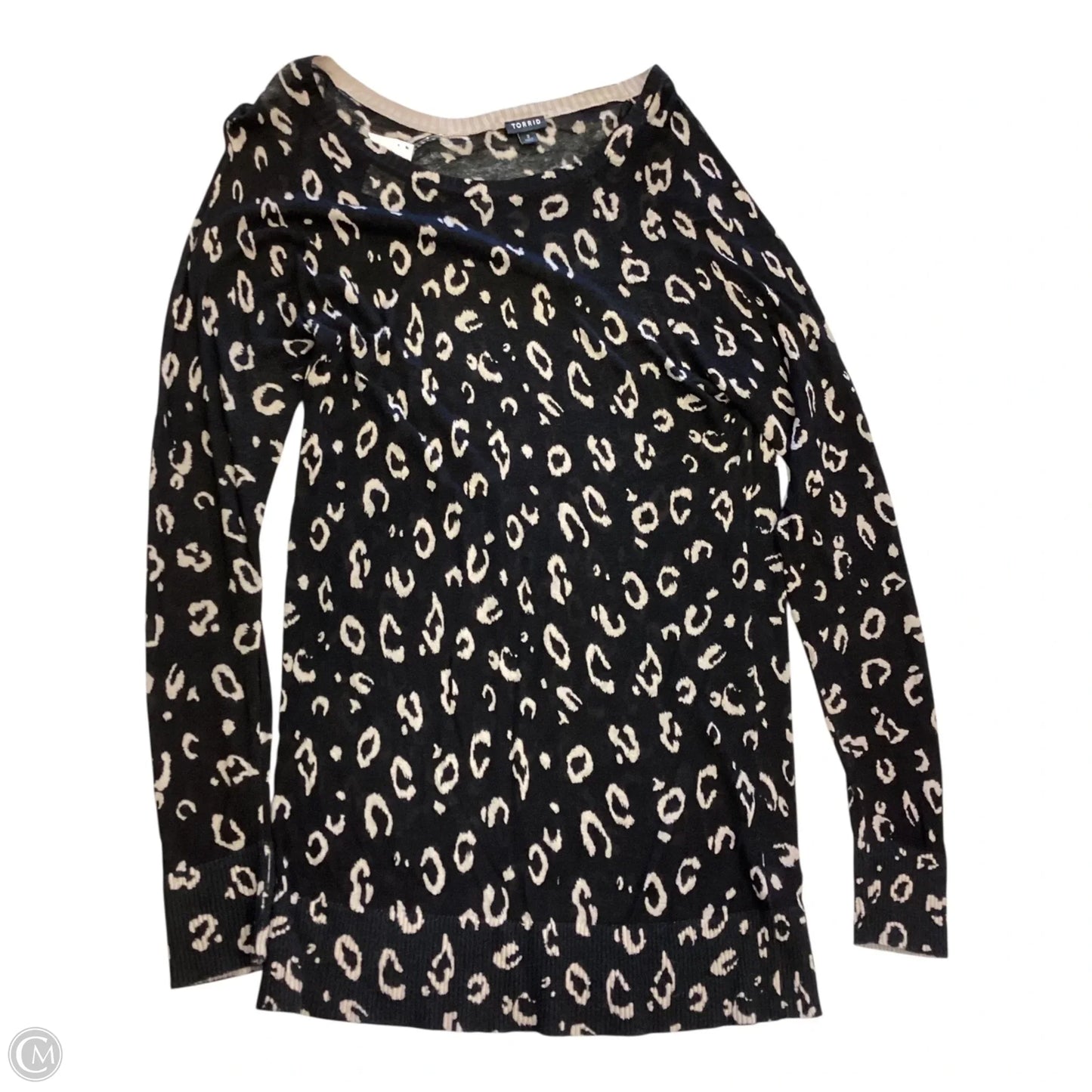 Top Long Sleeve By Torrid In Black & Tan, Size: 2