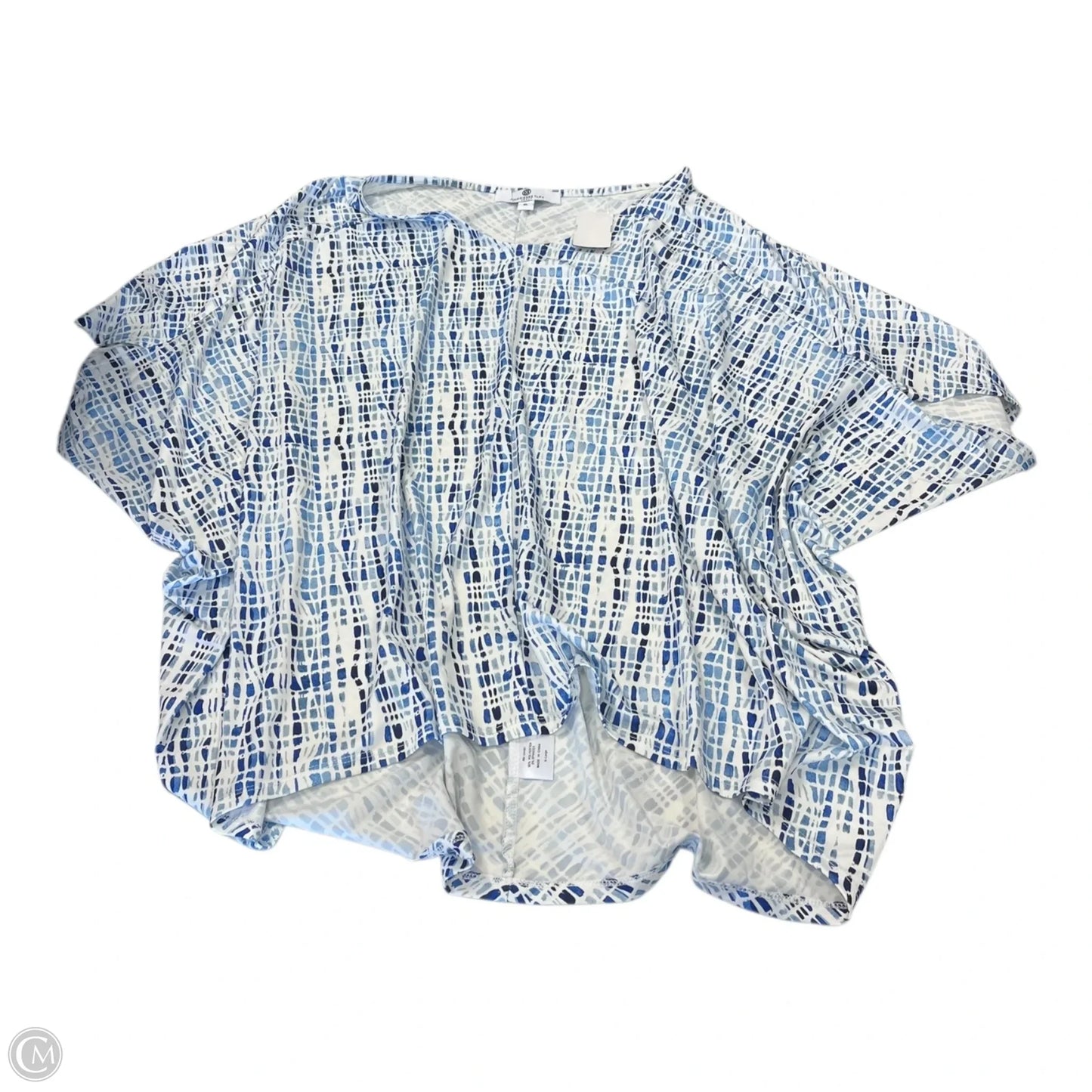 Top Short Sleeve By Jeanne Pierre In Blue & White, Size: Xl