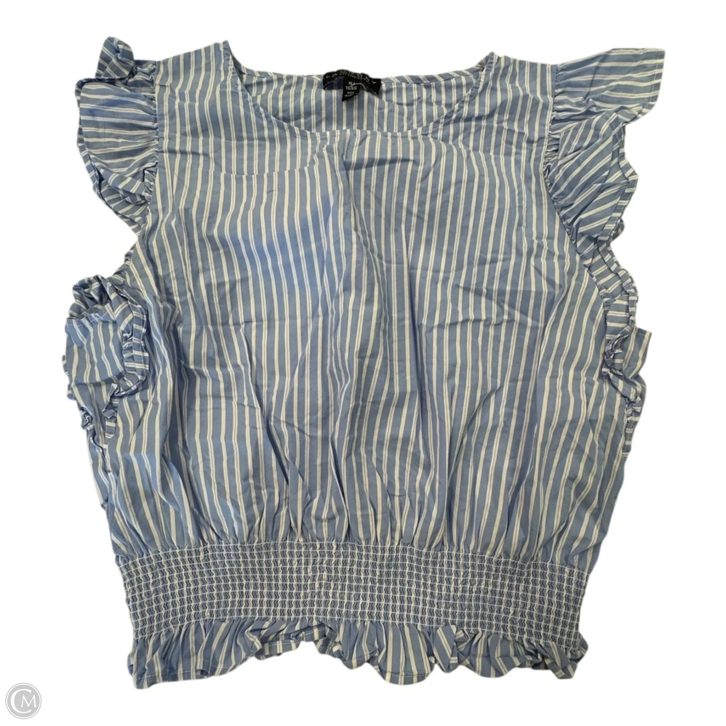 Top Sleeveless By Laundry In Blue & White, Size: Xl