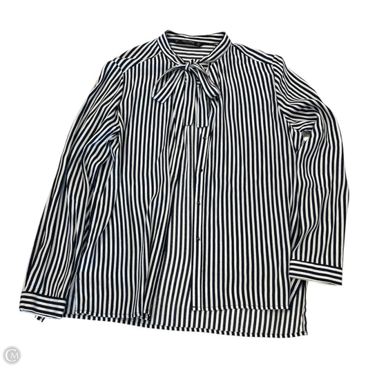 Top Long Sleeve By Zara In Striped Pattern, Size: L