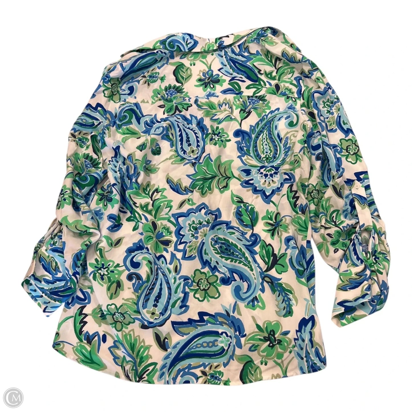 Top Long Sleeve By Zara In Blue & Green, Size: L