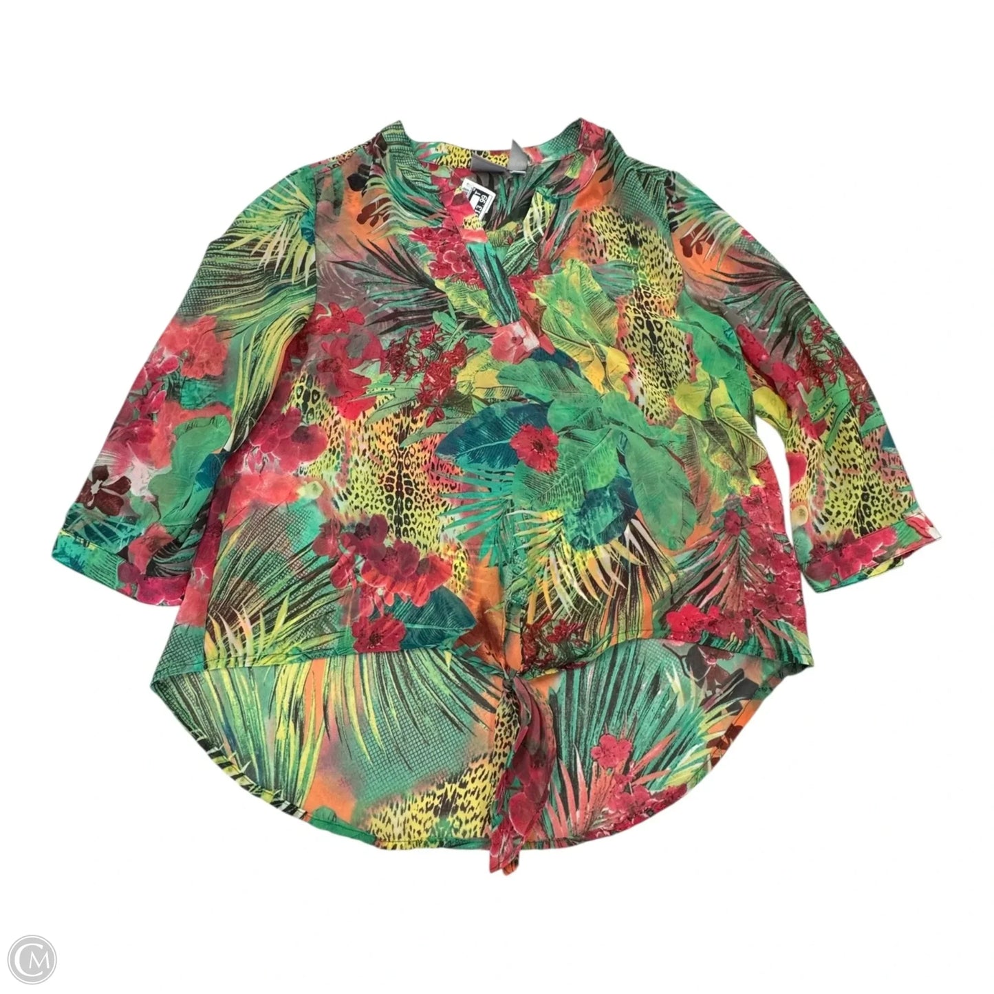 Top Long Sleeve By Chicos In Tropical Print, Size: S