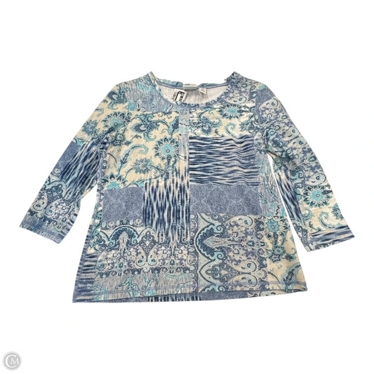 Top Long Sleeve By Chicos In Blue & White, Size: S