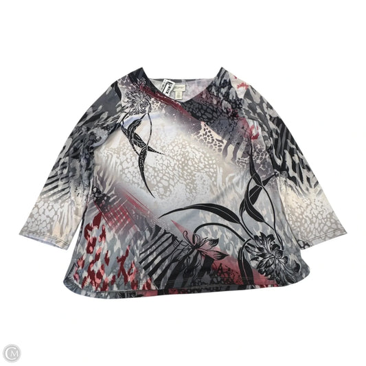 Top Long Sleeve By Chicos In Grey & Red, Size: S