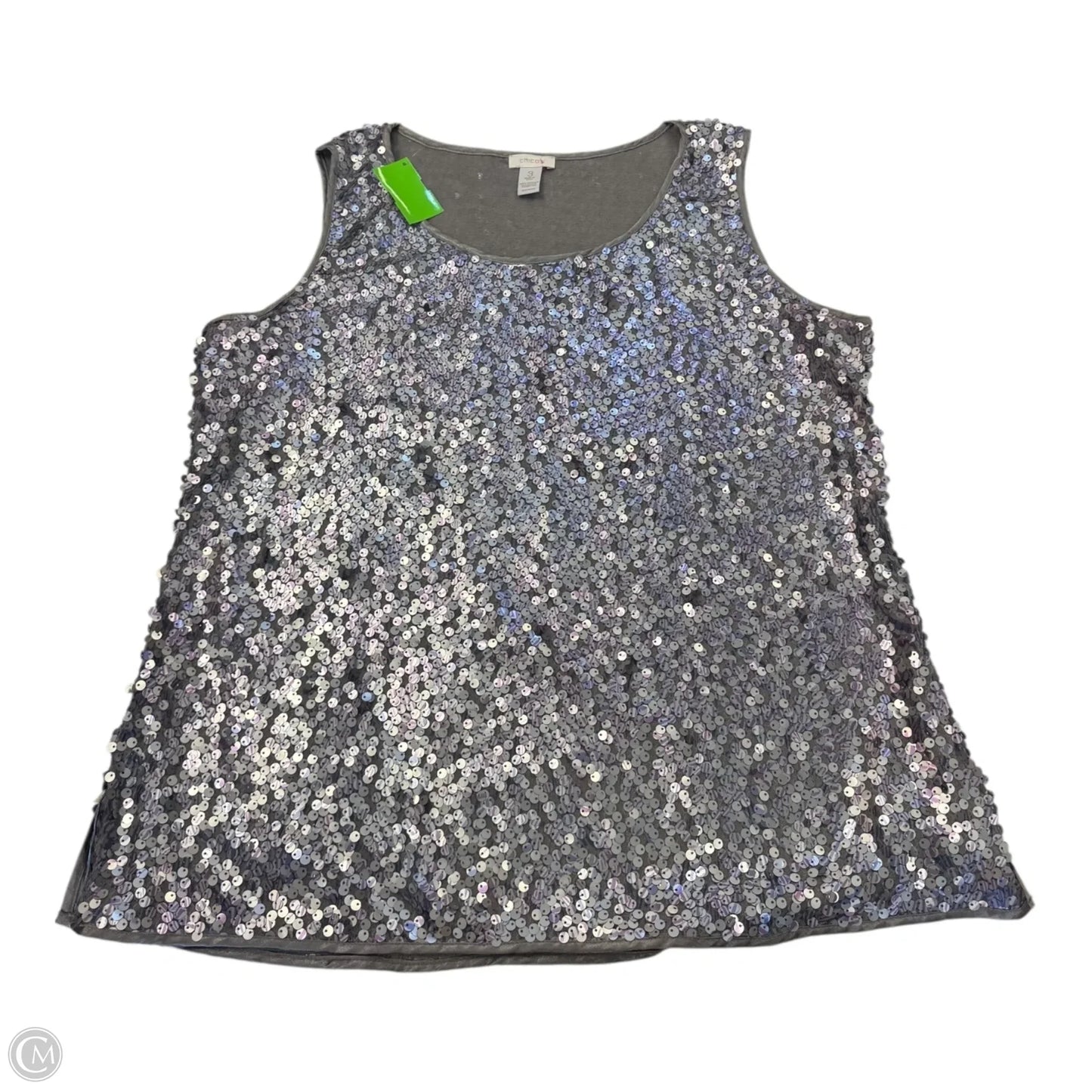 Top Sleeveless By Chicos In Grey & Purple, Size: Xl
