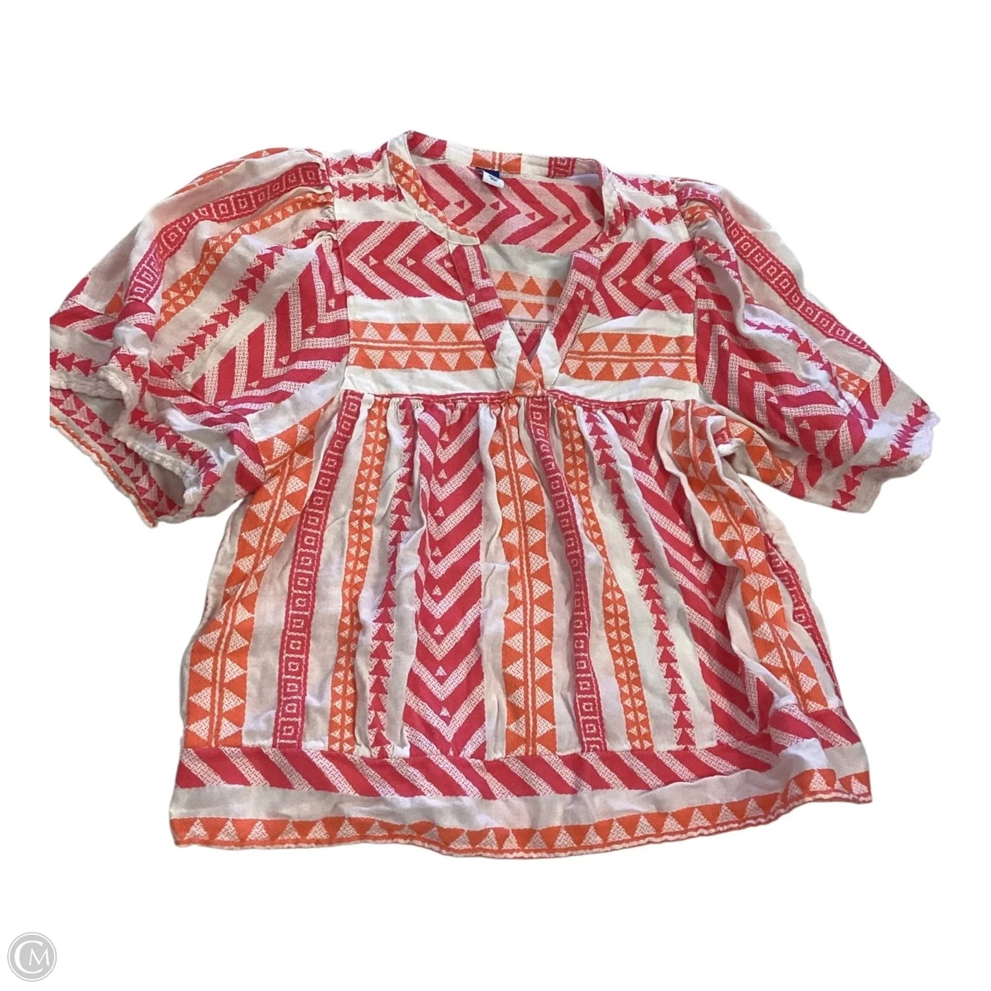 Top Short Sleeve By Old Navy In Pink & White, Size: S