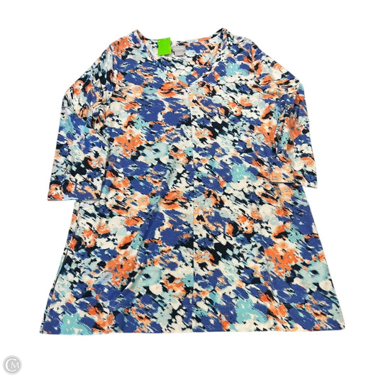 Top Long Sleeve By Chicos In Blue & Orange, Size: M