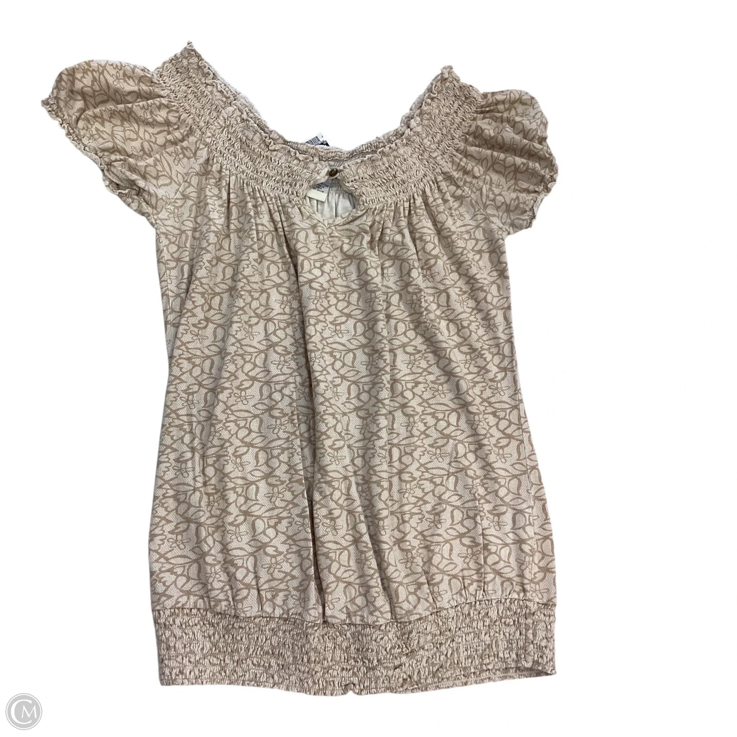 Top Short Sleeve By Lucky Brand In Tan, Size: S