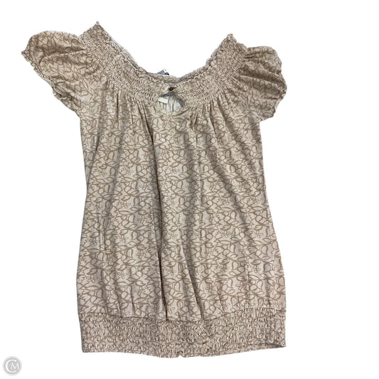 Top Short Sleeve By Lucky Brand In Tan, Size: S